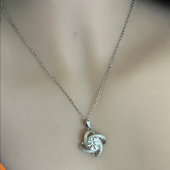 Fashion Jewelry Jewelry - *070*Elegant Silver 925 Cubic  Pendant Necklace 18 inch adjustable 16 inch